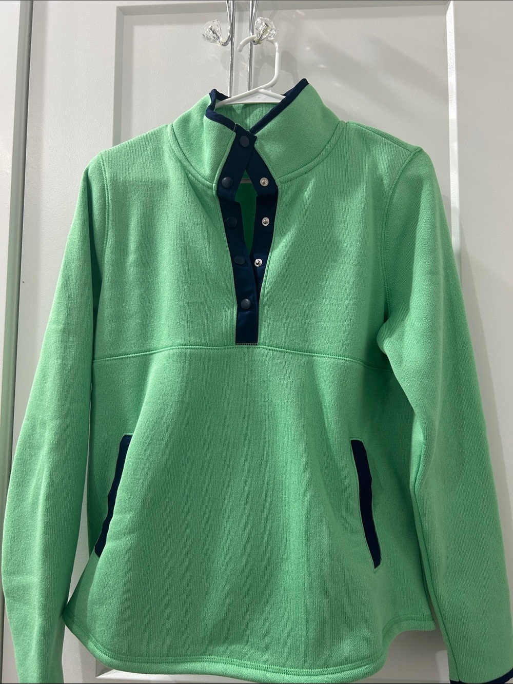 Uy Green Fleece Pullover with Contrast Trim